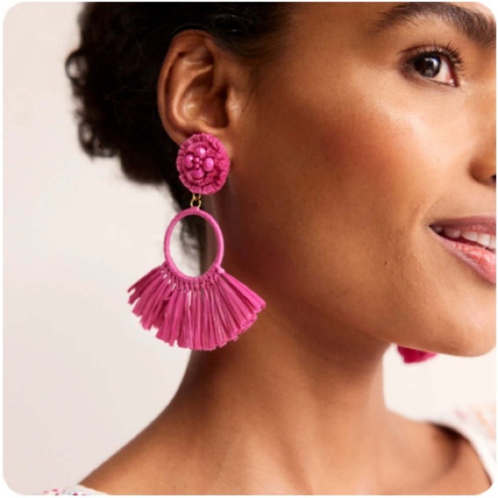 Boden Pink Tassel Earrings